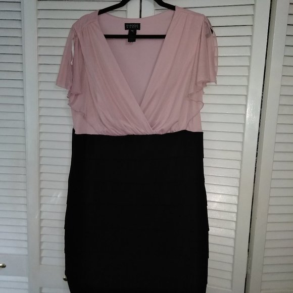 pink and black bodycon dress